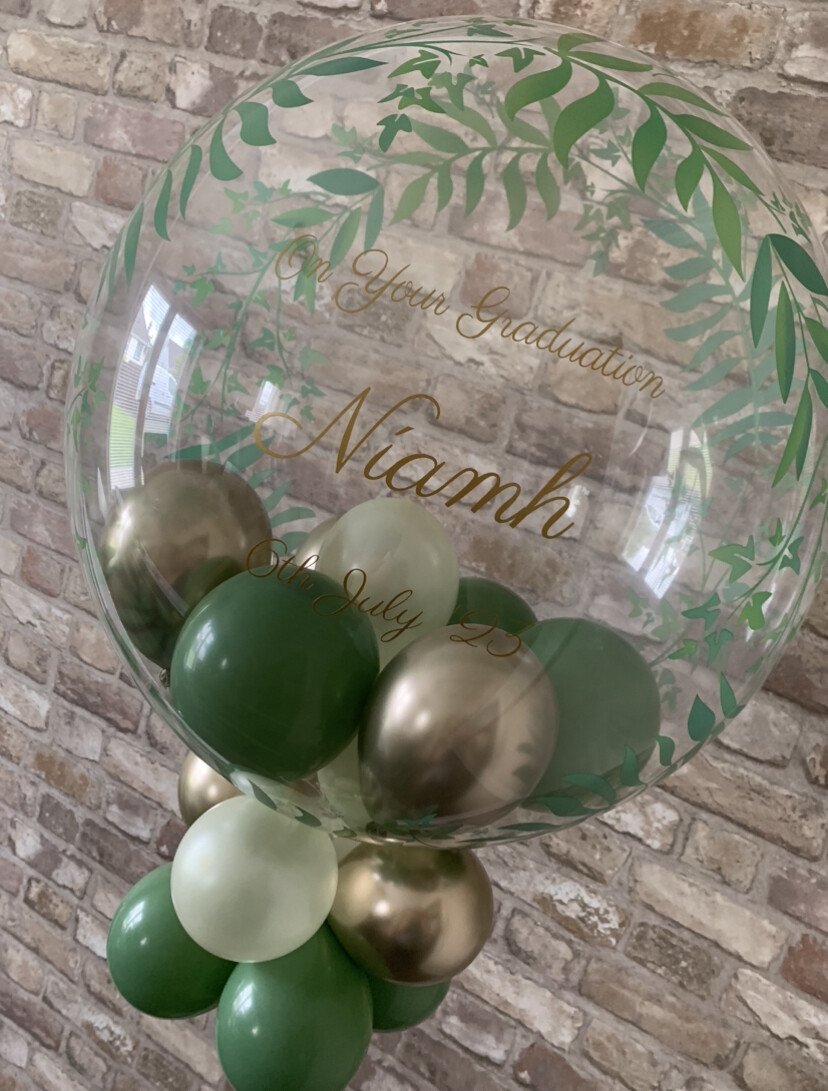 Bubble Balloon - Green Eucalyptus - Personalised