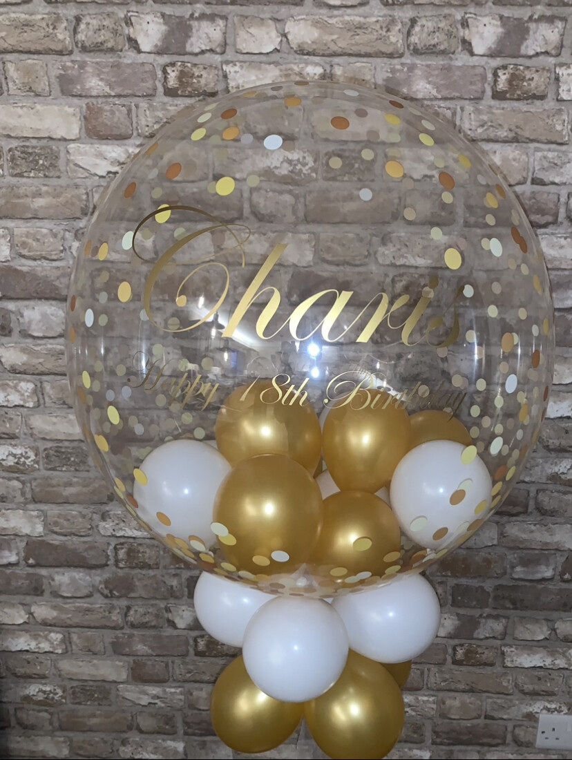 Bubble Balloon - Gold Confetti - Personalised