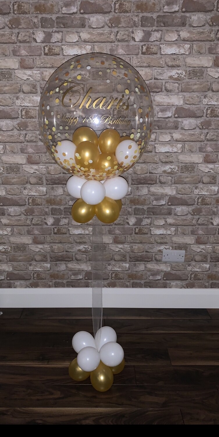Bubble Balloon - Gold Confetti - Personalised