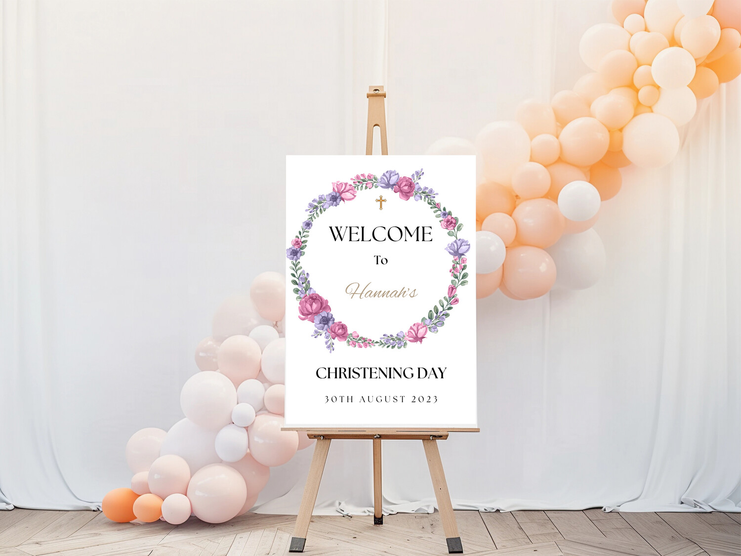 Floral Theme - Christening Welcome Sign
