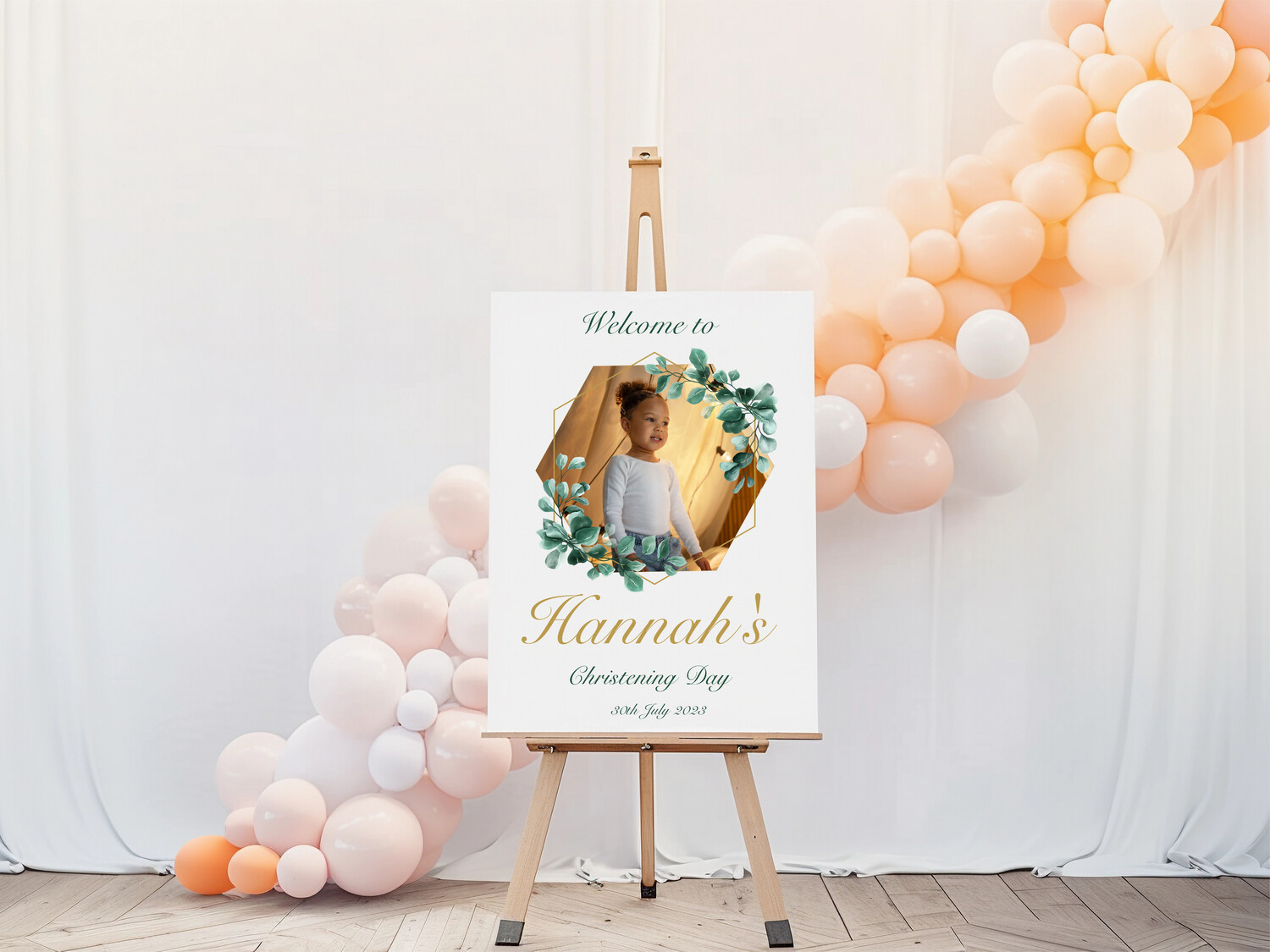 Floral Photo -  Christening Welcome Sign