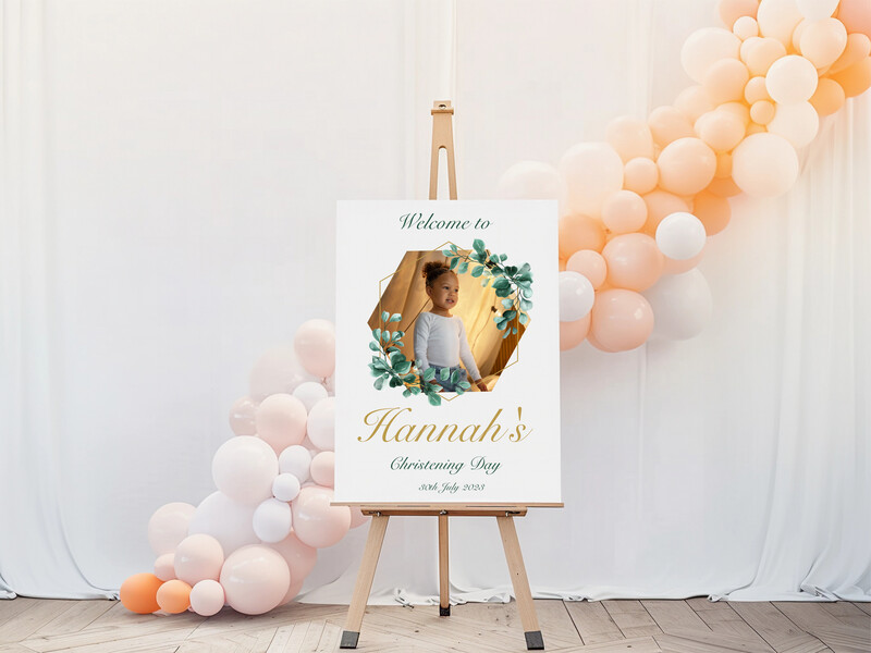 Floral Photo -  Christening Welcome Sign