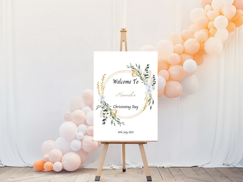 Floral Hoop -  Christening Welcome Sign