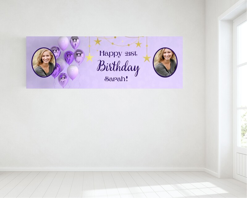Birthday Banner, with two photos - HUGE