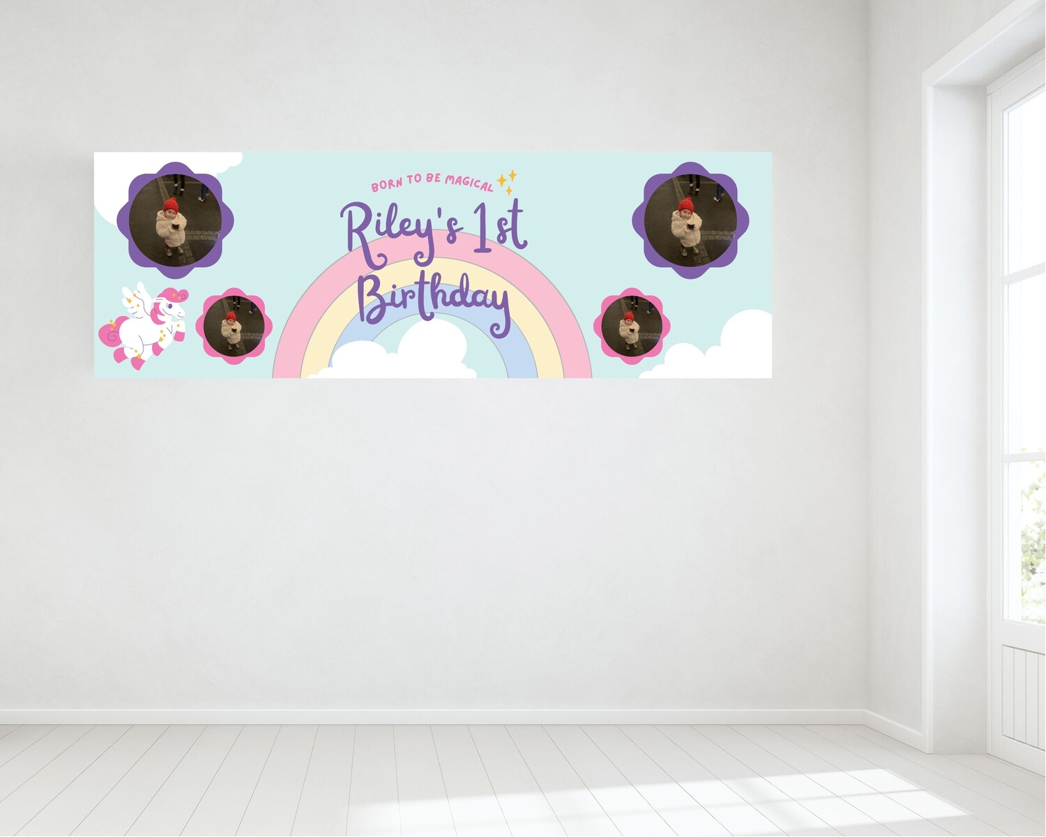 Unicorn Theme Birthday Banner- HUGE