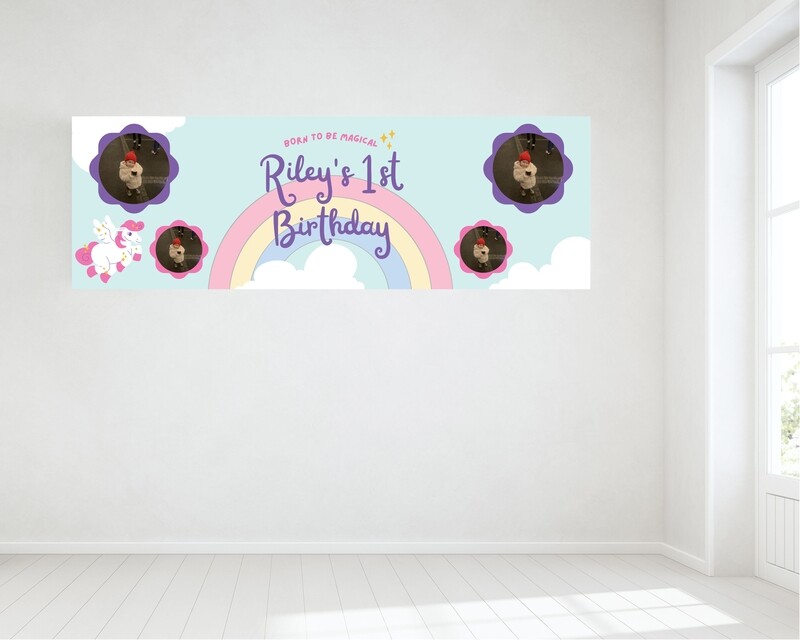 Unicorn Theme Birthday Banner- HUGE