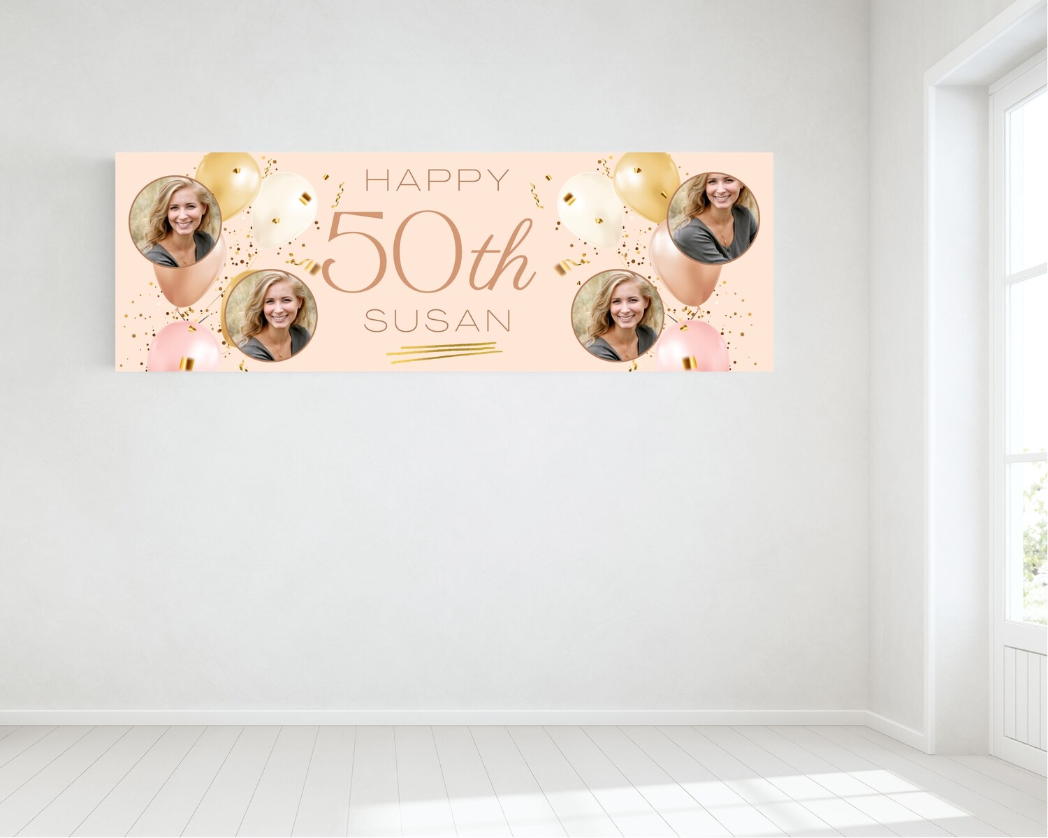 Birthday Banner, with four photos - HUGE
