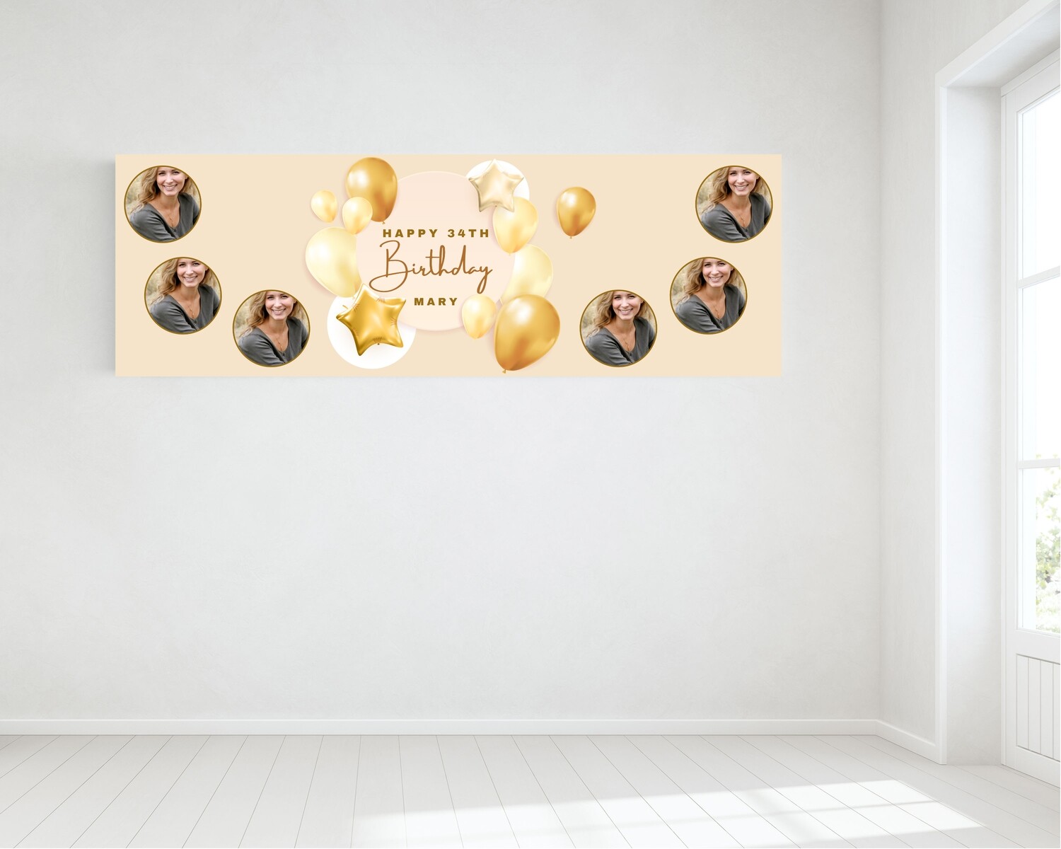 Birthday Banner, with four photos - HUGE