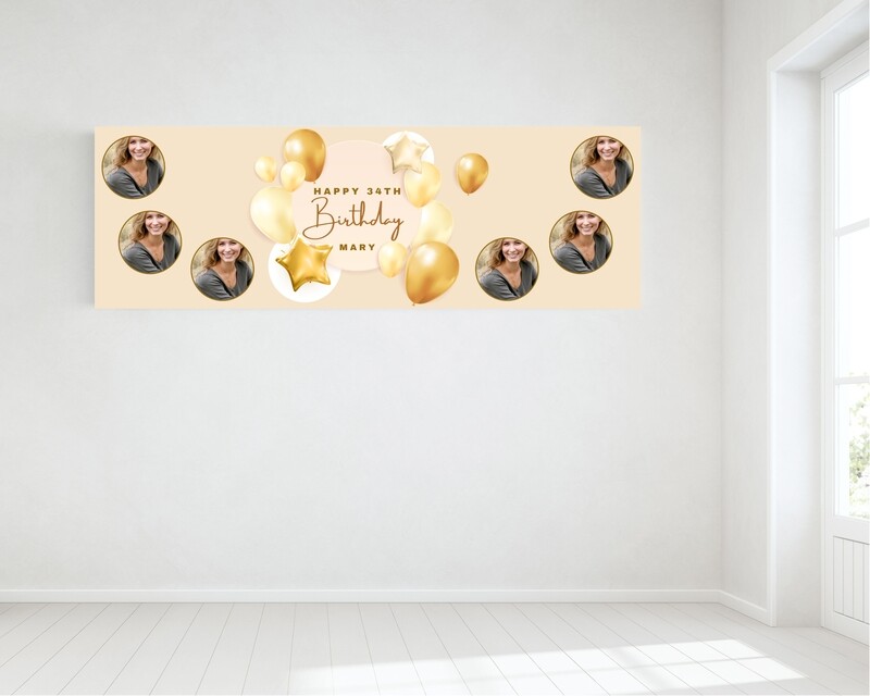 Birthday Banner, with four photos - HUGE