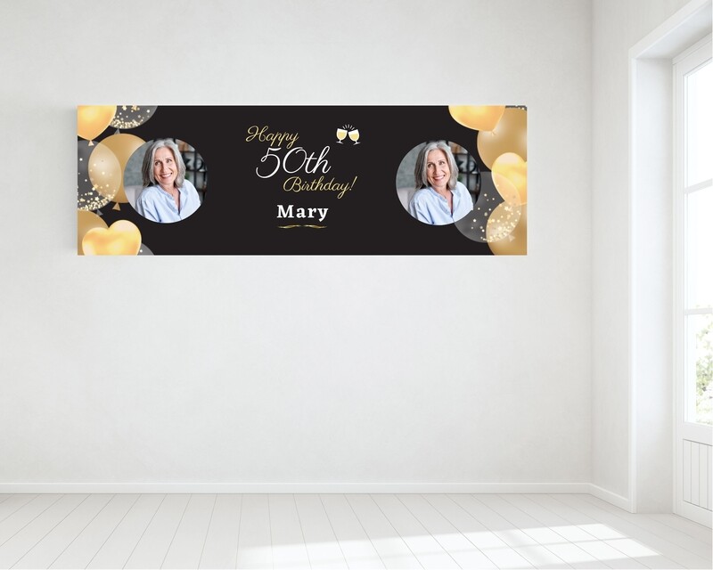 Birthday Banner, with two photos - HUGE