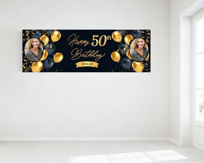 Birthday Banner, with two photos - HUGE