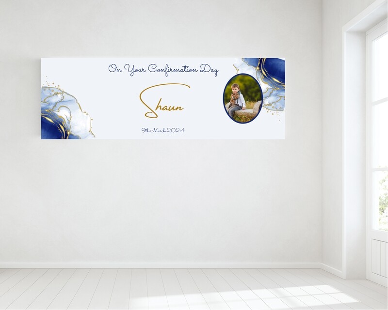 Blue Confirmation Banner - HUGE 6ft x 2ft.