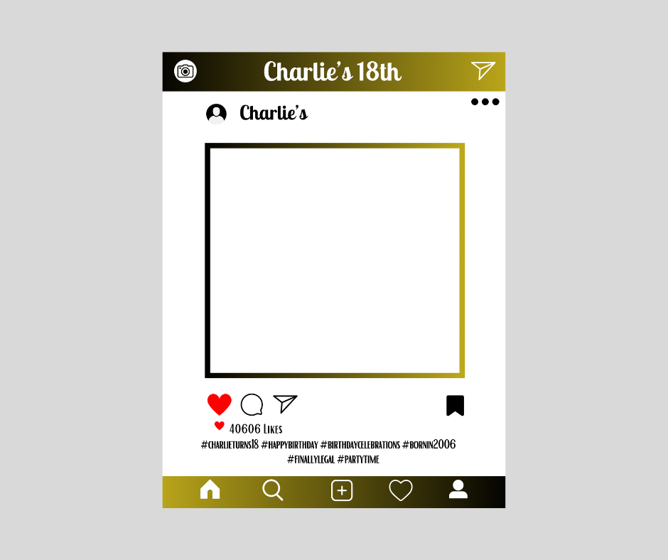 Black &amp; Gold Instagram Selfie Frame
