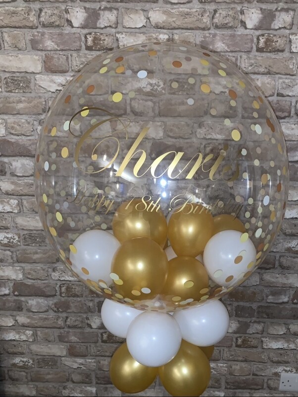 Bubble Balloon - Gold Confetti - Personalised