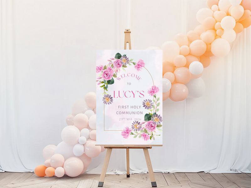 The Lucy Style First Holy Communion Welcome Sign