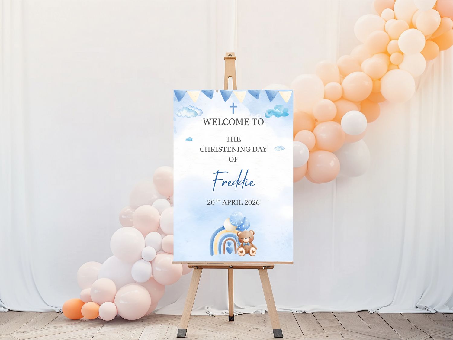 The Freddie Style Christening Welcome Sign