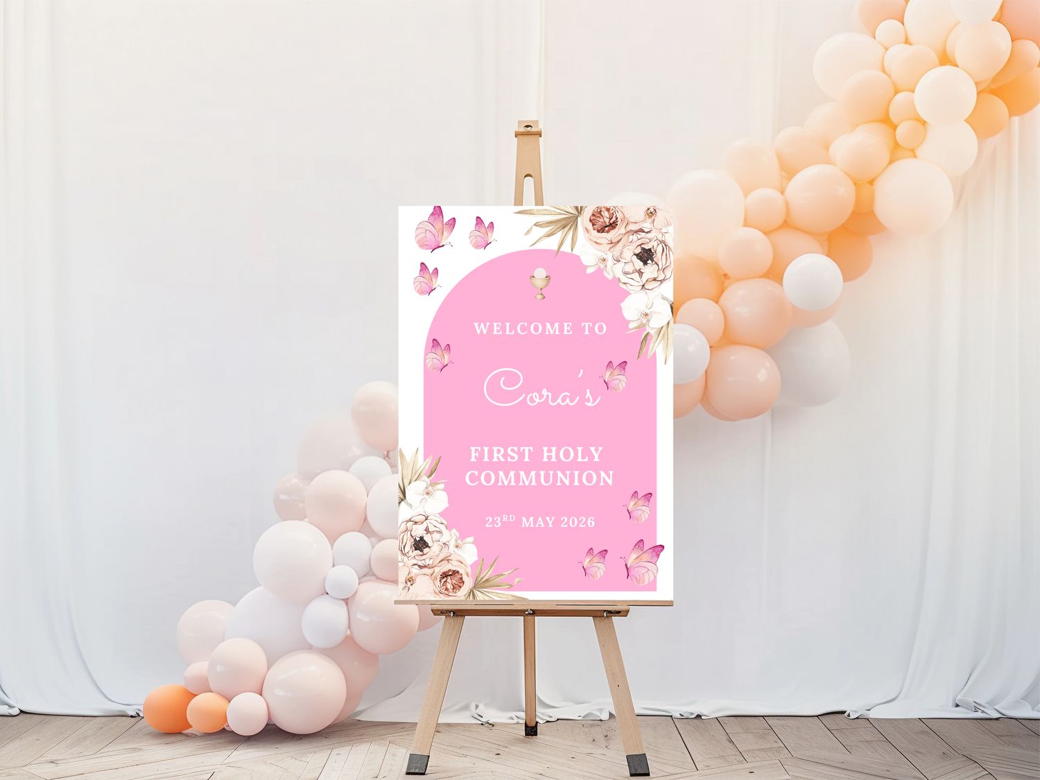 The Butterfly Style First Holy Communion Welcome Sign