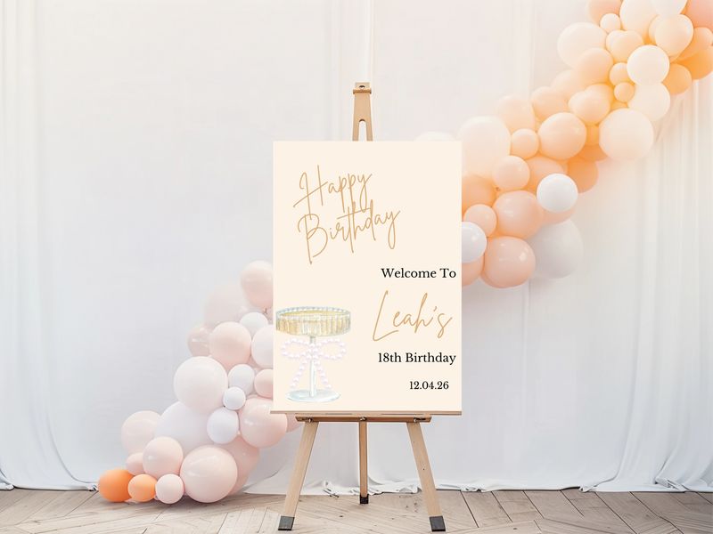 Prosecco &amp; Pearls Theme - Welcome Sign