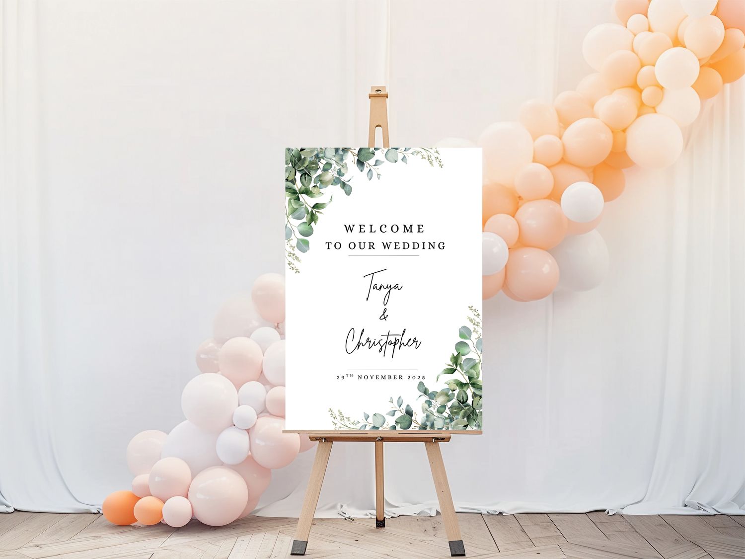 Elegant Greenery Wedding Welcome Sign