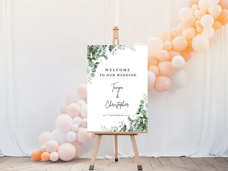 Elegant Greenery Wedding Welcome Sign