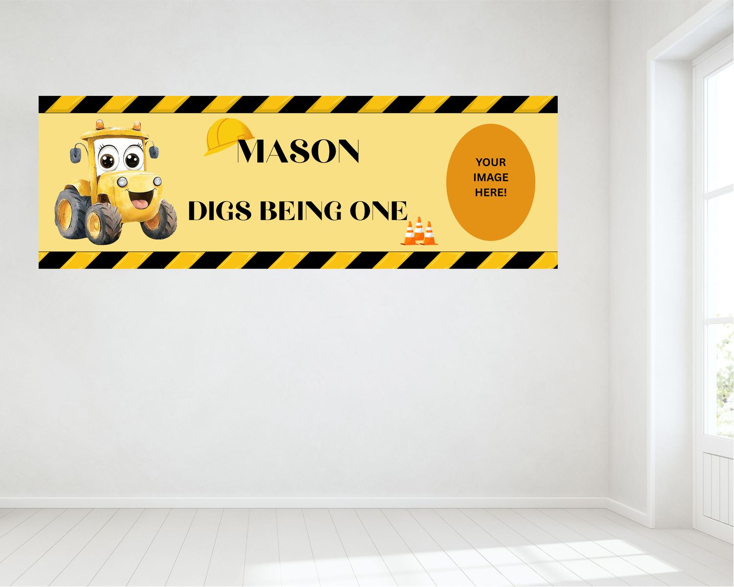 "Digs Being One" Birthday Banner - Personalised With Photo - HUGE