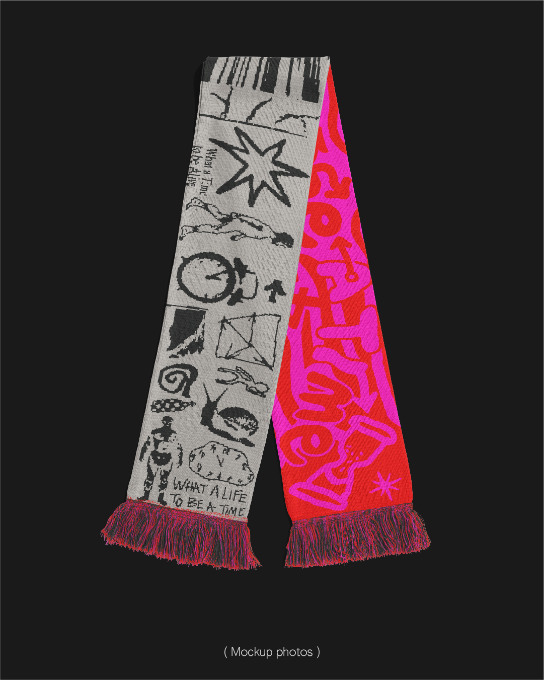 Special edition Scarf (Red/Pink/off white/Dark Grey)