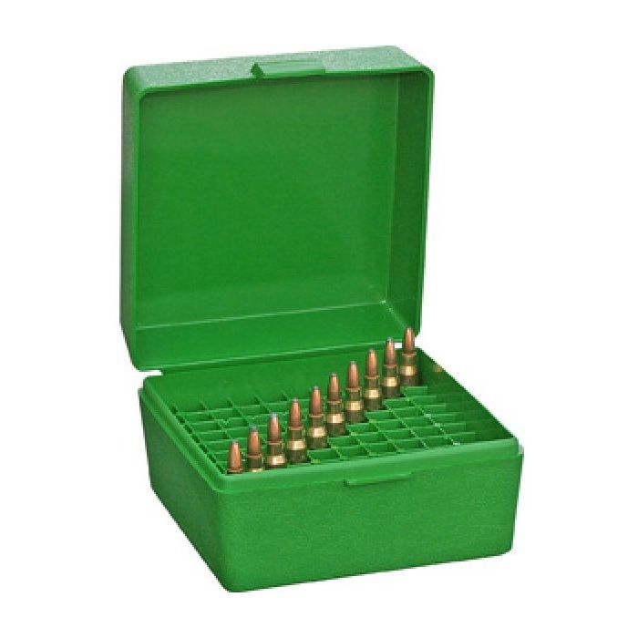 MTM Ammo Box 100 Rd Rifle Flip-Top Green