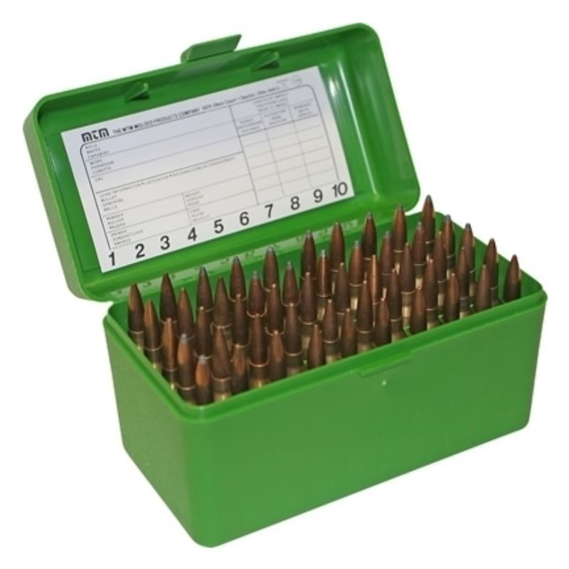 MTM Ammo Box 50 Rd Rifle Flip-Top Green