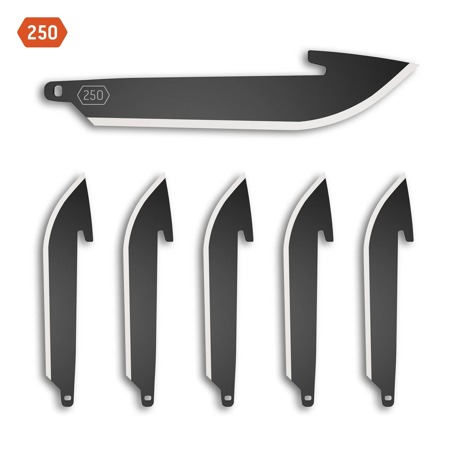 Outdoor Edge 250 (2.5&quot;) Drop-Point Replacement Blades 6-Pack (Black Oxide)