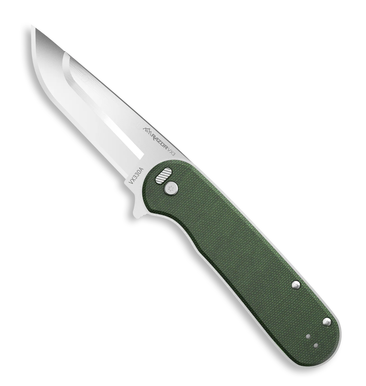 Outdoor Edge Razor VX3 3.0&quot; Replaceable Blade Ceramic Bearing Flipper EDC Knife - Green Micarta