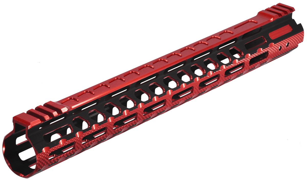 UTG PRO® M-LOK® AR15 15&quot; Ultra Slim Rail, Black &amp; Red 2-Tone