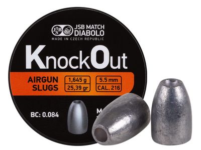 JSB KnockOut Airgun Slugs 5.5mm (25.39gr) .216 Cal - 200 Pellets