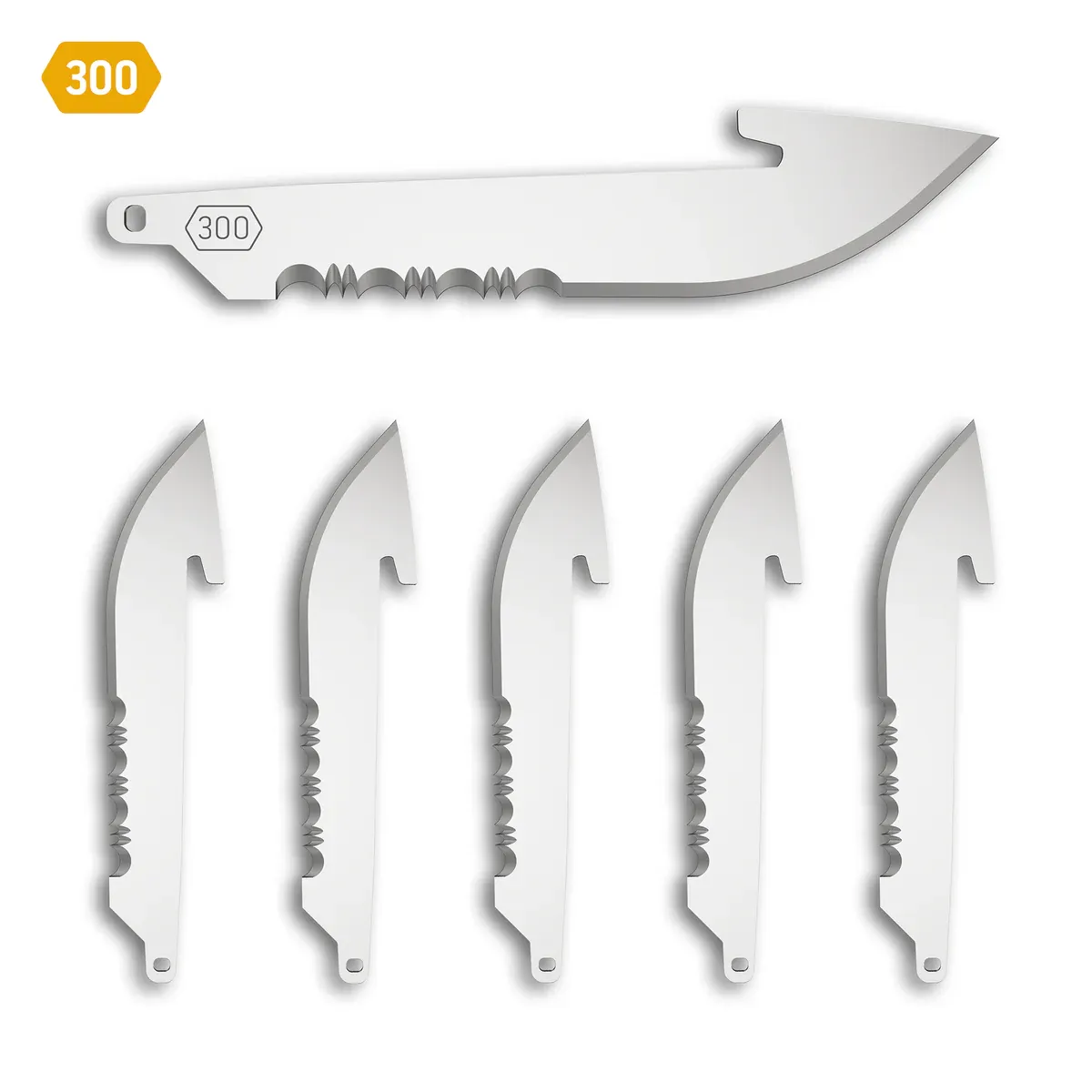 Outdoor Edge 3.0&quot; 50% Serrated Drop-Point Replacement Blades 6-Pack