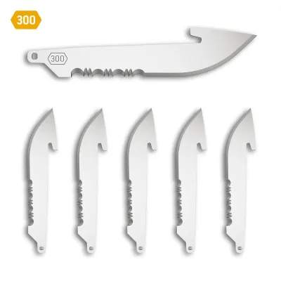 Outdoor Edge 3.0&quot; 50% Serrated Drop-Point Replacement Blades 6-Pack