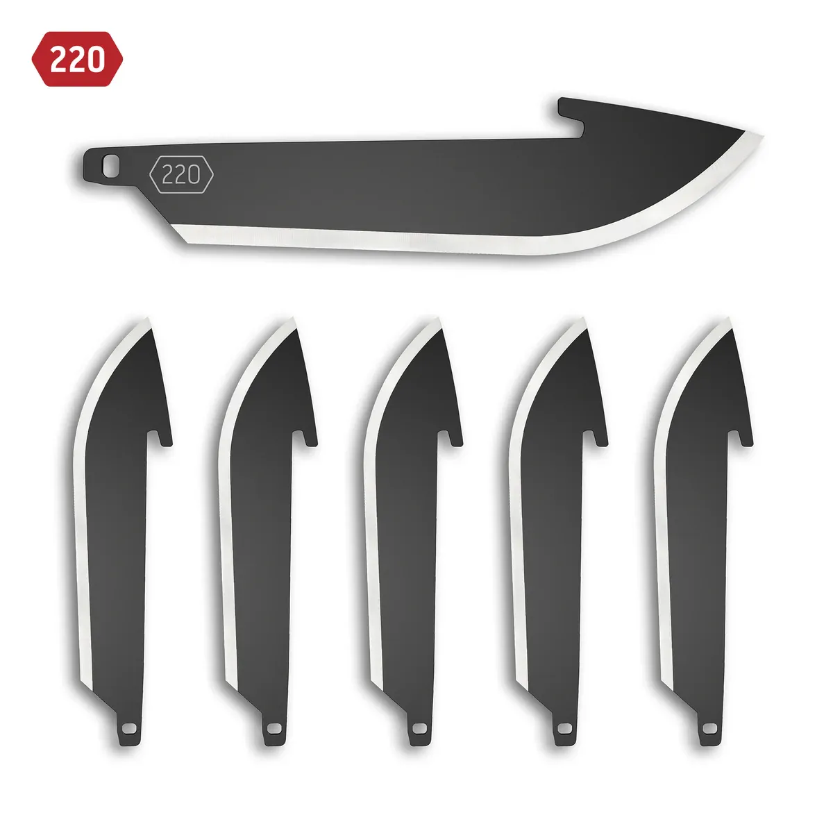 Outdoor Edge 220 (2.2") Drop-Point Replacement Blades 6-Pack (Black-Oxide)