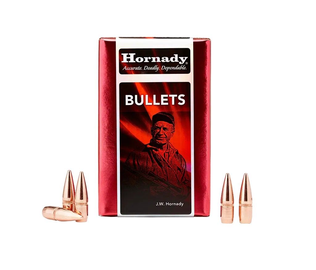 Hornady 22 Cal .224 55 gr FMJ-BT Bullets, 100 Per Box