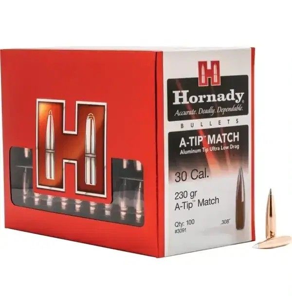 Hornady 30 Cal .308 230 gr A-Tip Match Bullets (100)