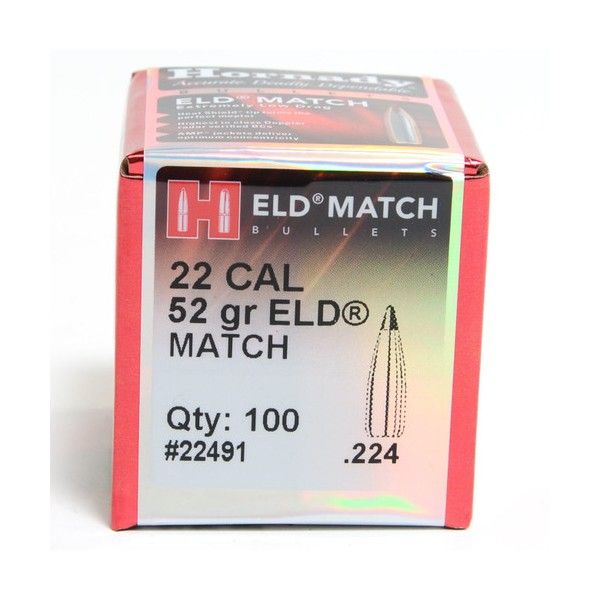Hornady 22 Cal .224 52 gr ELD Match Bullets (100)