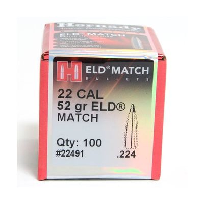 Hornady 22 Cal .224 52 gr ELD Match Bullets (100)
