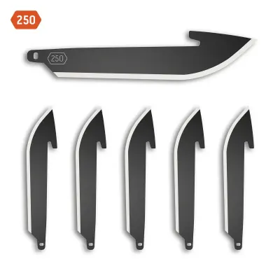 Outdoor Edge 250 (2.5") Drop-Point Replacement Blades 6-Pack (Black Oxide)