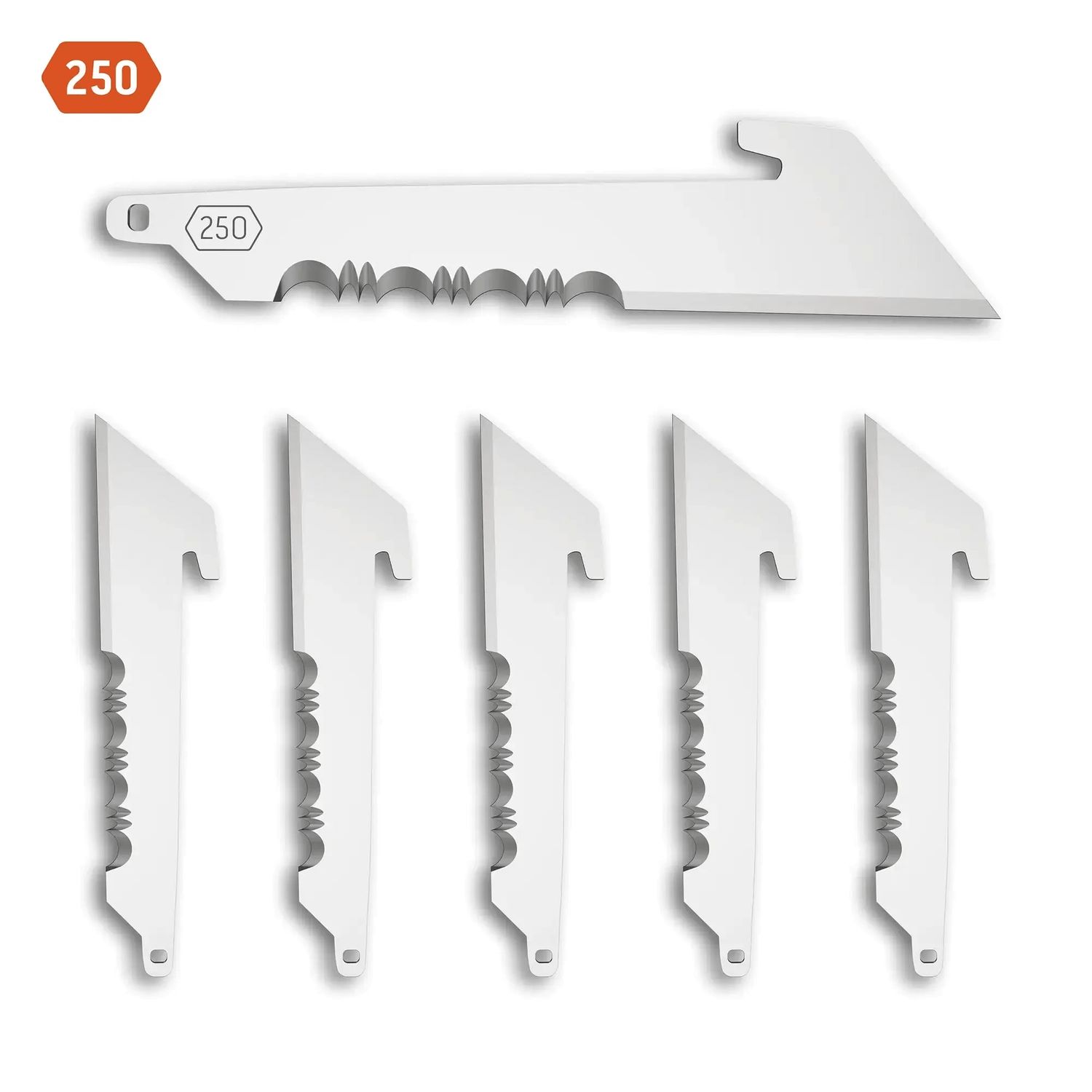 Outdoor Edge 2.5" 50% Serrated Utility Replacement Blades 6-Pack (Stainless Steel)