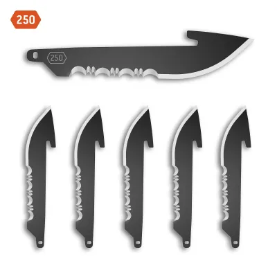 Outdoor Edge 2.5" 50% Serrated Drop-Point Replacement Blades 6 Pack - Black Oxide