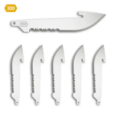 Outdoor Edge 3.0" 50% Serrated Drop-Point Replacement Blades 6-Pack