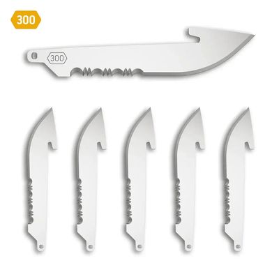 Outdoor Edge 3.0" 50% Serrated Drop-Point Replacement Blades 6-Pack