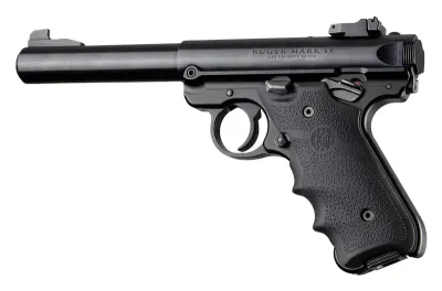 Hogue Ruger MK IV: Black Rubber Grip with Finger Grooves - Black