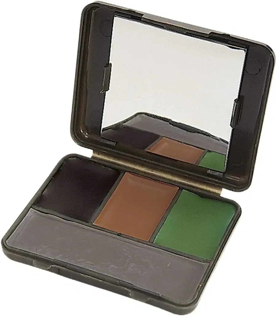 Allen Vanish Camo Face Paint Compact with Mirror, 4-Colors: Black, Brown, Gray, &amp; Olive