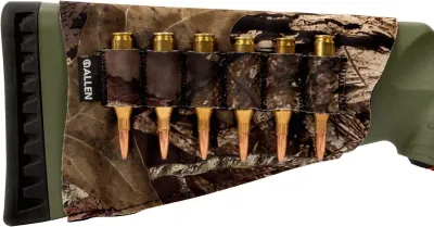 Allen Neoprene Stretch Buttstock Firearm Cartridge Holder, Black/Mossy Oak Break-Up Country Camo