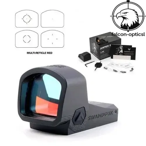 Swampfox Justice II 1x30mm 6MOA Red Dot Sight Multi Reticle