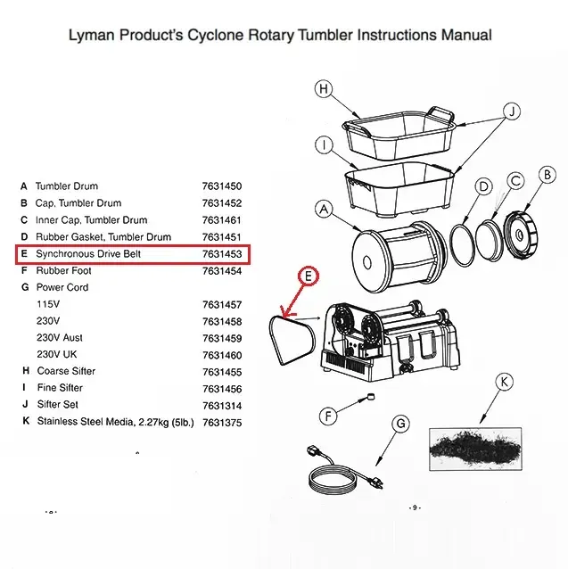 Lyman Cyclone Tumbler Synchronous Drive Belt