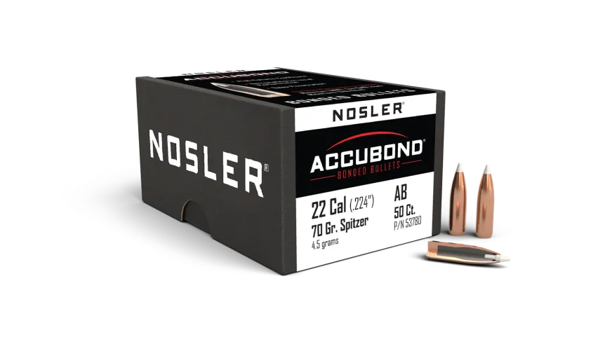 Nosler 22 Cal 70gr AccuBond® SP Bullets (50)